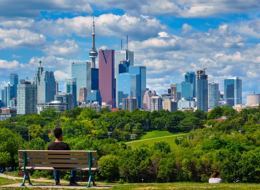 Toronto skyline with a park in the foreground