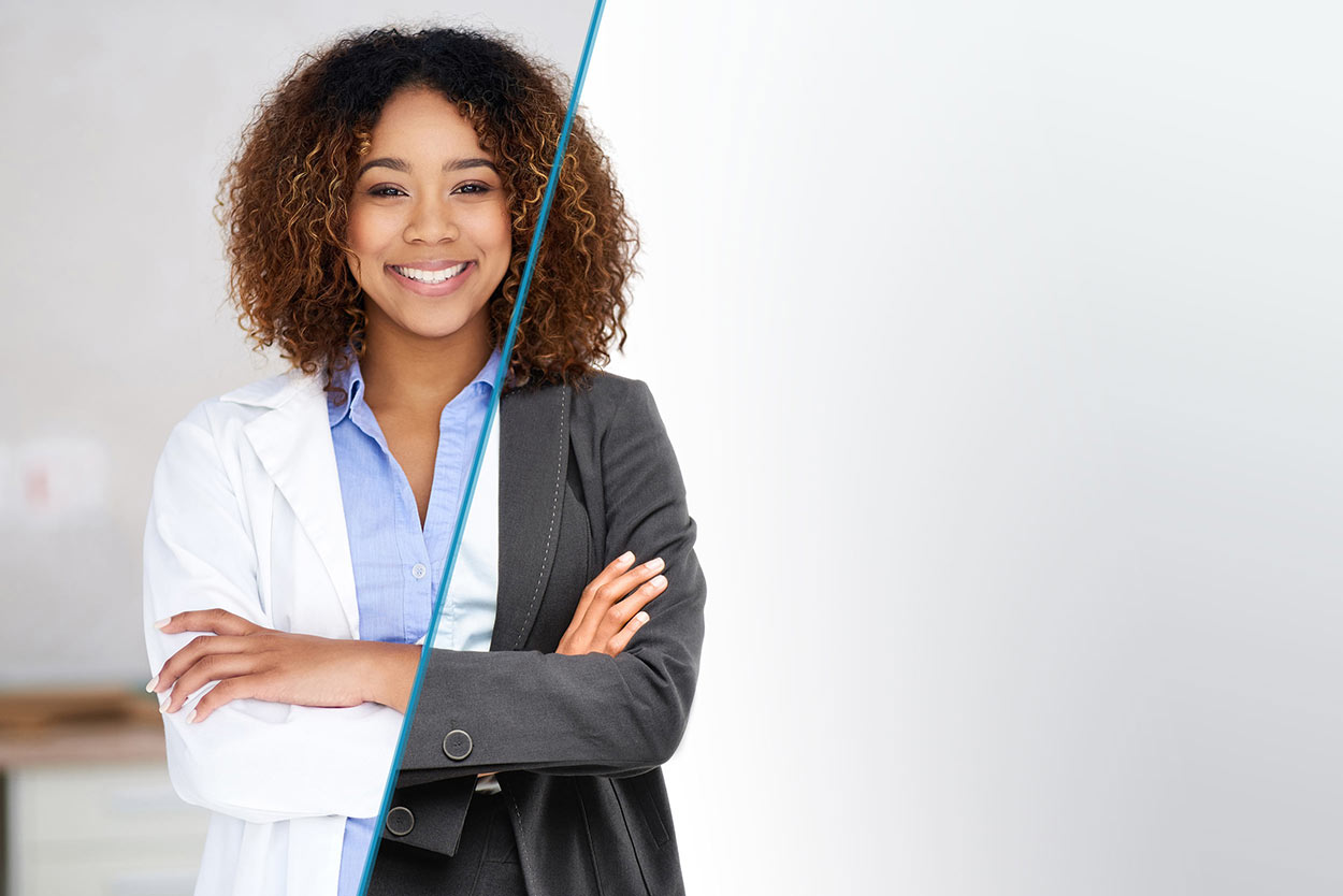 woman in lab coat