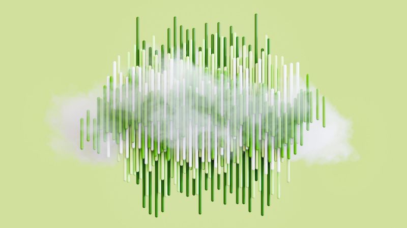 3D green bar graph with cloud overlayed.