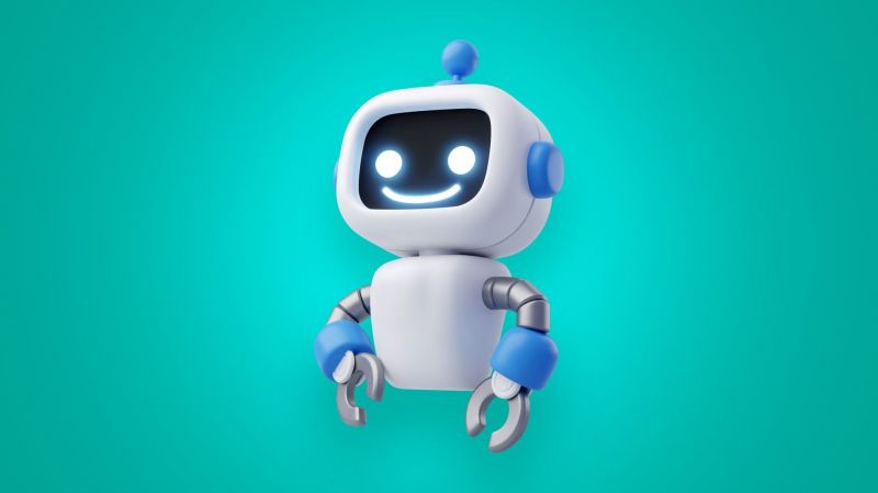 A robot on a blue background