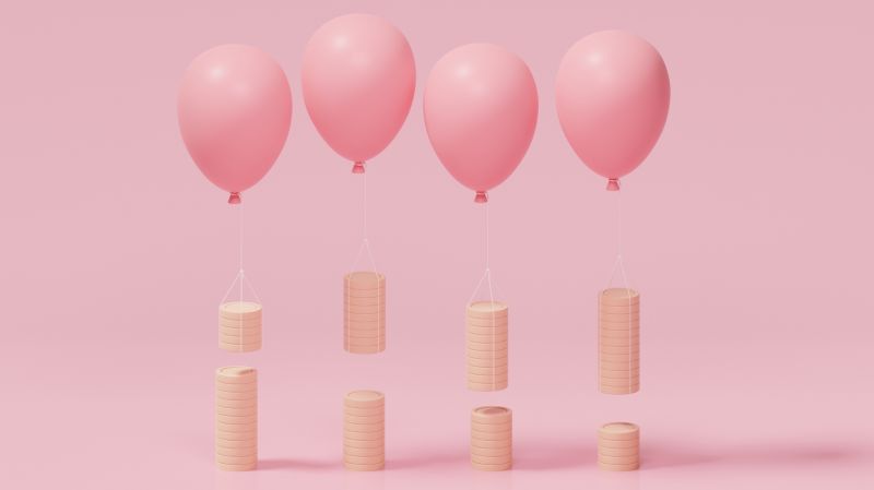 Rose baloons and coins