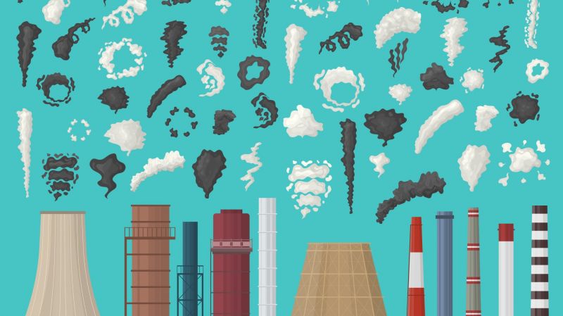 Illustration: smoke and emissions from pipes