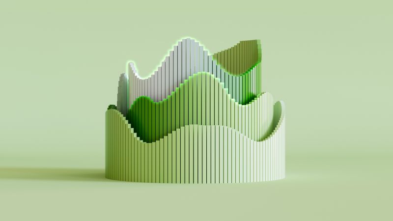 Sustainable finance concept. Digitally generated image of a green circular data graph.