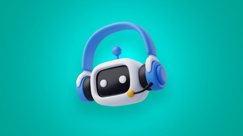 The image of robot in headphones
