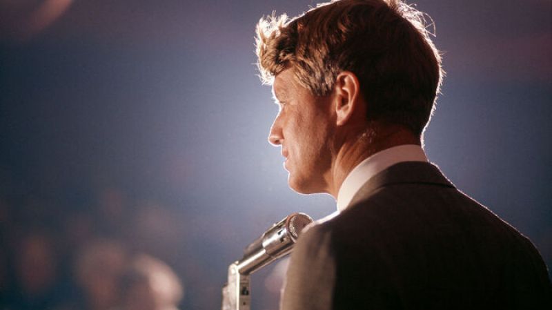 Robert Kennedy speaking at podium