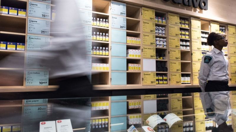 Cannabis products for sale inside a Montreal shop owned by the SQDC [Getty/Martin Ouellet-Diotte]