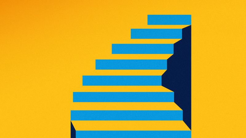 Blue graphics on the yellow background