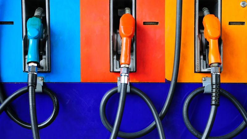 Gas station on colourful background