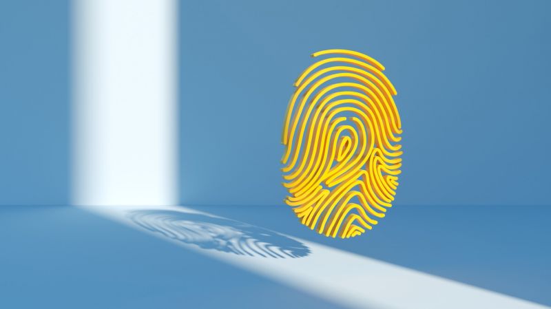 An illustration of yellow fingerprint on a blue background