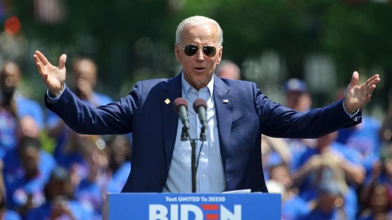 Joe Biden formally launching his 2020 presidential campaign during a rally in May 2019 at Eakins Oval in Philadelphia.