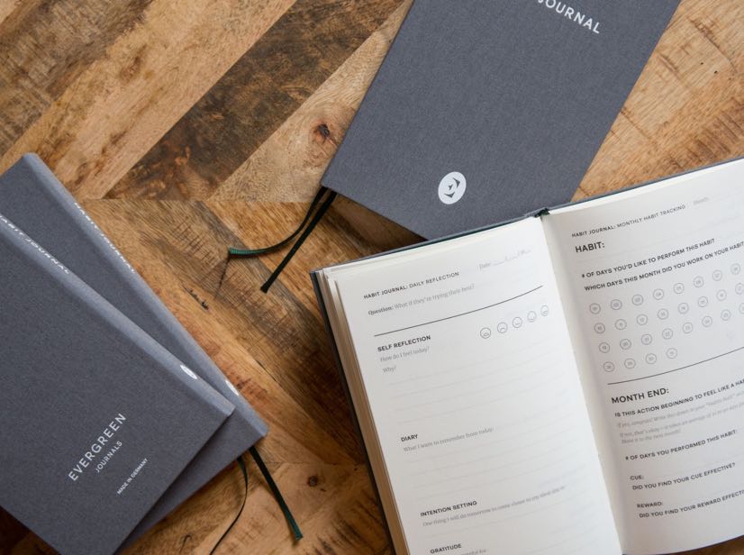The Habit Journal from Liang’s startup, Evergreen Journals.