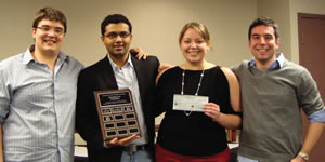 The winning MasterCard team, from left, Michael Brewer, Prasanna Ranganathan, Lauren Parker and Michael Koichopolos.
