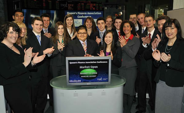 Stock Trading Simulation winners open the market at the TSE