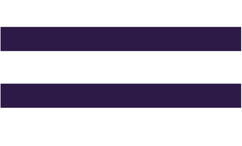 Two row wampum flag is three horizontal white stripes, and two deep purple stripes.