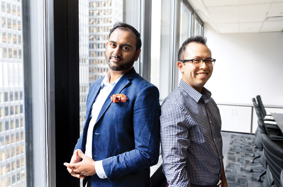 Travis Ratnam (left) and  Arthur Lui at Knowledgehook's office in Toronto.