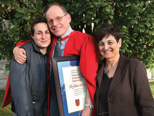 Julian Barling at Fall Convocation with his wife Janice and daughter Monique