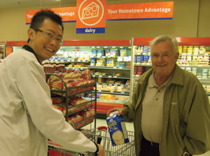 RBC Scholarship winner David Wen, grocery shopping with Tim Hortons’ founder Ron Joyce