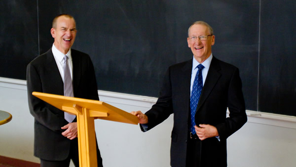 George Smith (left) and Rick Jackson in Dunning Hall classroom 11