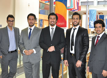 From left, MBA student and SIDF Credit Officer Program (COP) alum Firas Al Hajaj with colleagues currently enrolled in the COP, Abdullah Alwaily, Abdullah Al Dubaib, Rakan Alotaishan and Abdulaziz Al-Munaye
