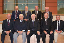 bottom row (from left) Bob Willoughby, Melvyn Swain, David Hennigar, John Marling, John Gordon; top row, Ernest Jury, Wayne Hypponen, Don Budge and Don Thurston.