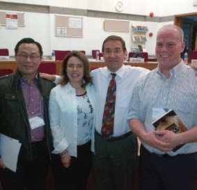 Michael Li and Clemencia Fonseca, both CQ-EMBA’13, CEIBS Prof. Juan Fernandes, and John Milligan, EMBA’13