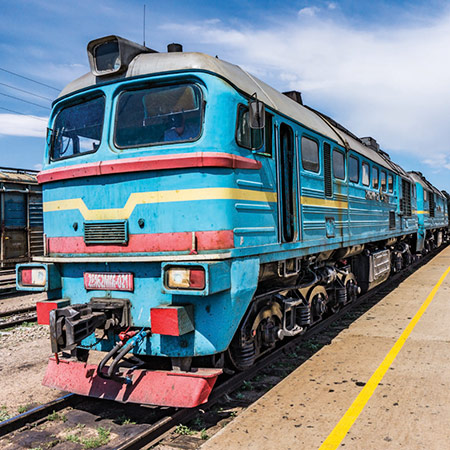 A train resting at Choir Station in Mongolia