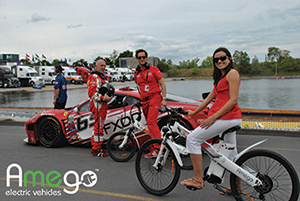  Virginia with Ferrari’s Canadian race team members Andrew Bordin (also on an Amego bike) and driver Emil Assentato 