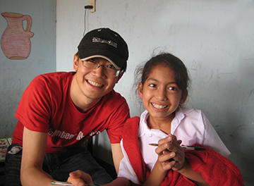  David Wen with Giselle, one of the students to whom he taught English and math skills while volunteering at a school in Nicaragua in 2010 