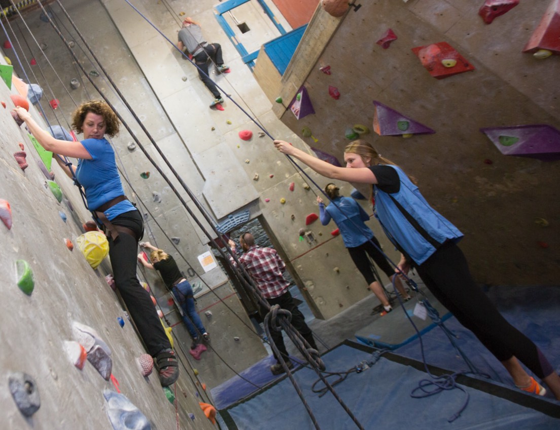 Rock climbing at an indoor gym