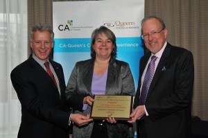 Dean David Saunders with Barbara McInnis and Scott Wilson of the Community Foundation of Ottawa – category finalist and Honourable Mention.