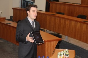 MBA student Chris Sinkinson demonstrates CIBO Systems’ winning restaurant management system