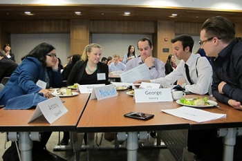 Team “Heads Up”, winners of the Social Innovation Bootcamp Pitch Competition, from left: Ara Dungca, Kirsten MacMillan, Adam Beaudoin, John Sibbald and George Henry.