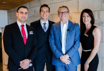 McDonald’s Canada CEO John Betts, second from right, with Queen’s Marketing Club’s leadership team members (from left) Junian Ioffe, Alonso Salazar and Jenna Archer.