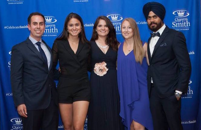 Organizers of this year’s Queen’s MBA Charity Gala, Charles Vincent, Daniela Herrera, Anna Majetic, Laura Gibson and Harpreet Singh.