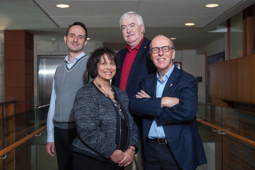 Smith Chairs, from left, Yuri Levin, Tina Dacin and Steve Salterio with Stephen Smith 