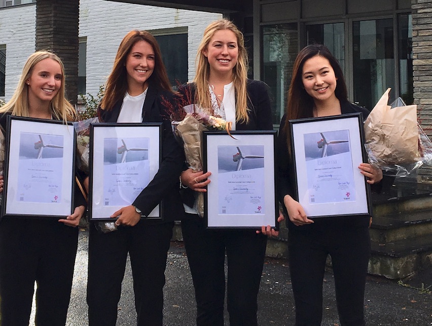 Smith’s winning team at the NHH case competition in Bergen, Norway in October (from left): Aislin Roth, Comm’19, Megan Long, Comm’19, Meghan Wood, Comm’18, and Claire Uhm, Comm’19.