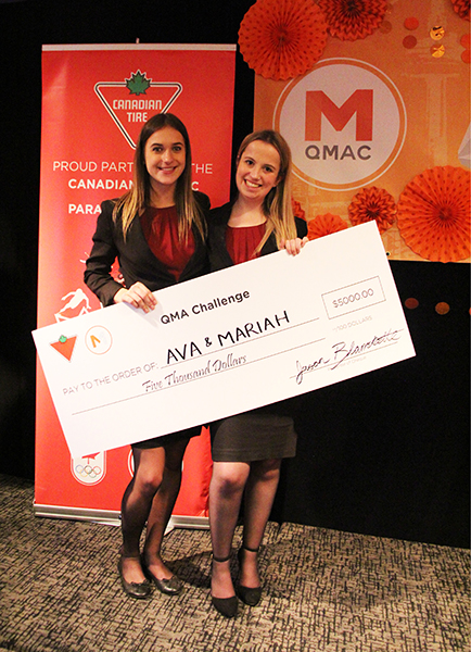 Ava Gladman and Mariah McCrank, both Comm’18, winners of the Queen's Marketing Association's 2018 Challenge Competition. 