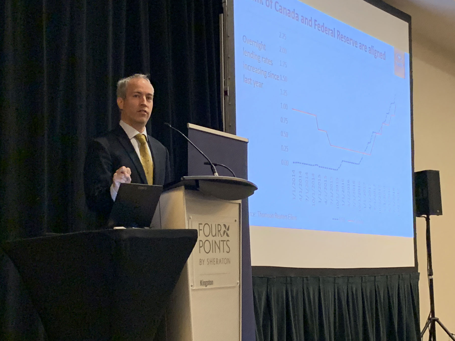 Professor Evan Dudley speaks at the Business Forecast Luncheon.