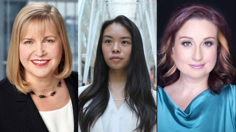 Top left, clockwise: Monika Federau, MBA'88; Jessica Lui, BCom'14; Patricia McLeod, EMBA'11.