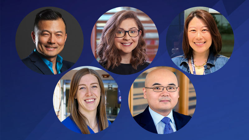 Clockwise from left to right: Wei Wang, Distinguished Professor of Finance; Alyssa Grocutt, MSc,’21, PhD’25; Cecilia Ying, MMA’19 MSc’20, PhD’25; Jue Wang, Distinguished Faculty Fellow of Management Analytics; and Stephanie Kelley, BCom’12, MMA’17, PhD’22. 