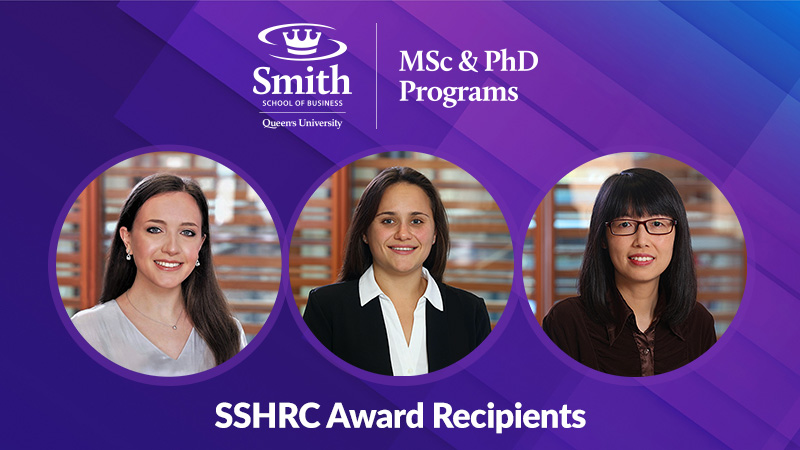 Three indvidual portraits of PhD students who recently received research funding from the Social Sciences and Humanities Research Council (SSHRC).