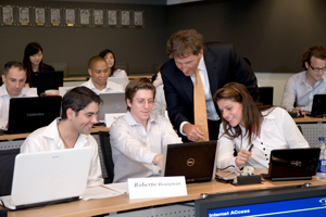Master of Management in Finance Academic Director Dr. Sean Cleary with MFin students in the Toronto classroom.